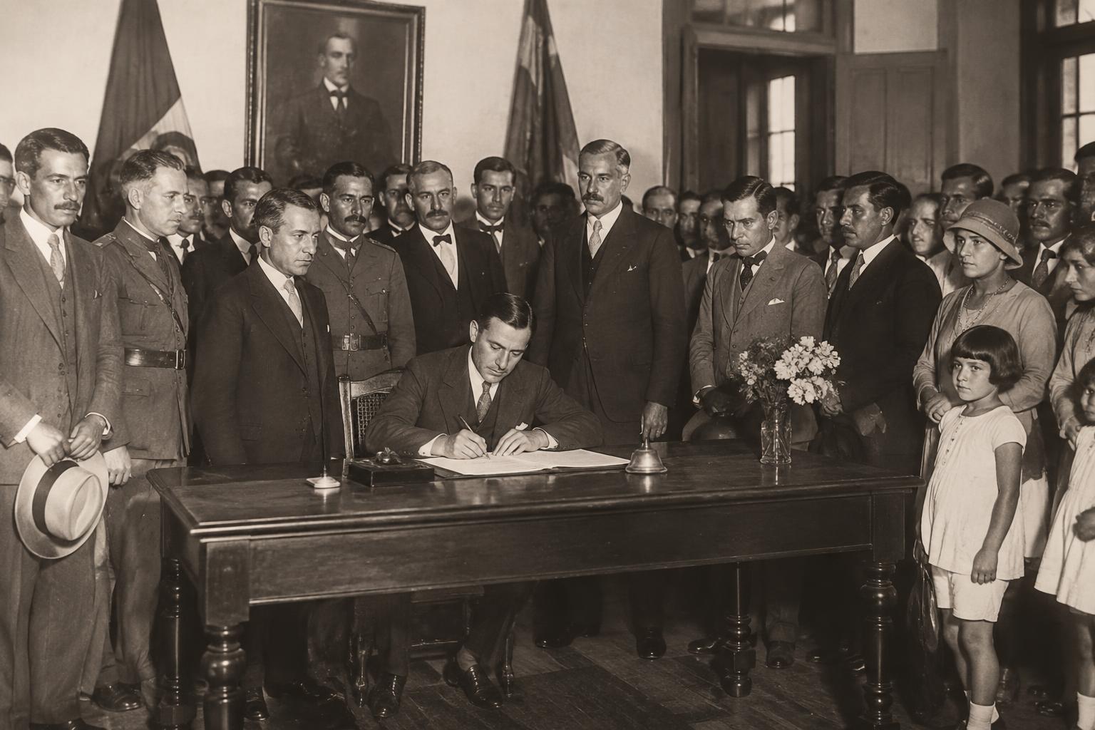 Reconstituição da assinatura da emancipação em 1928