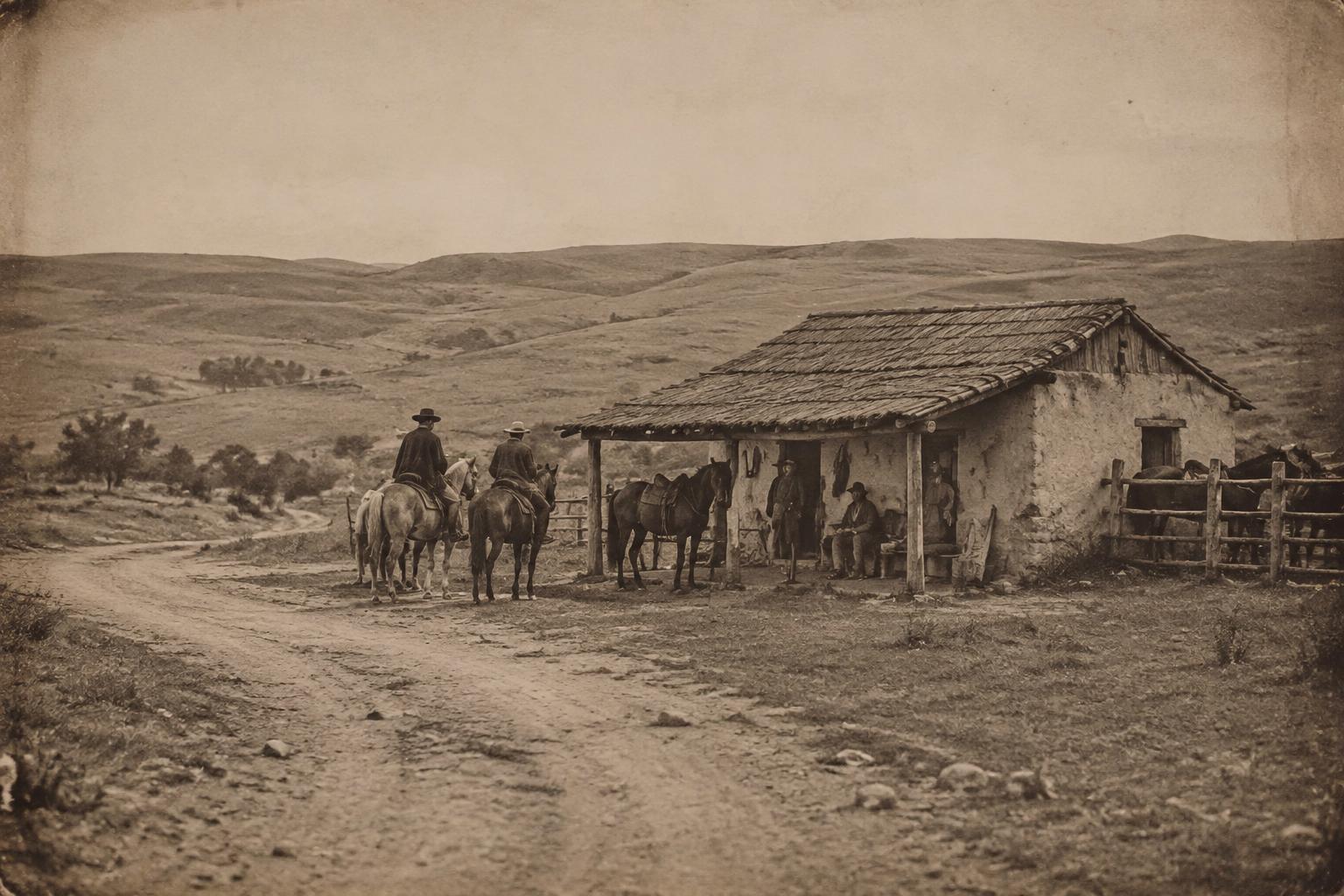 Reconstituição do rancho de pouso no campo